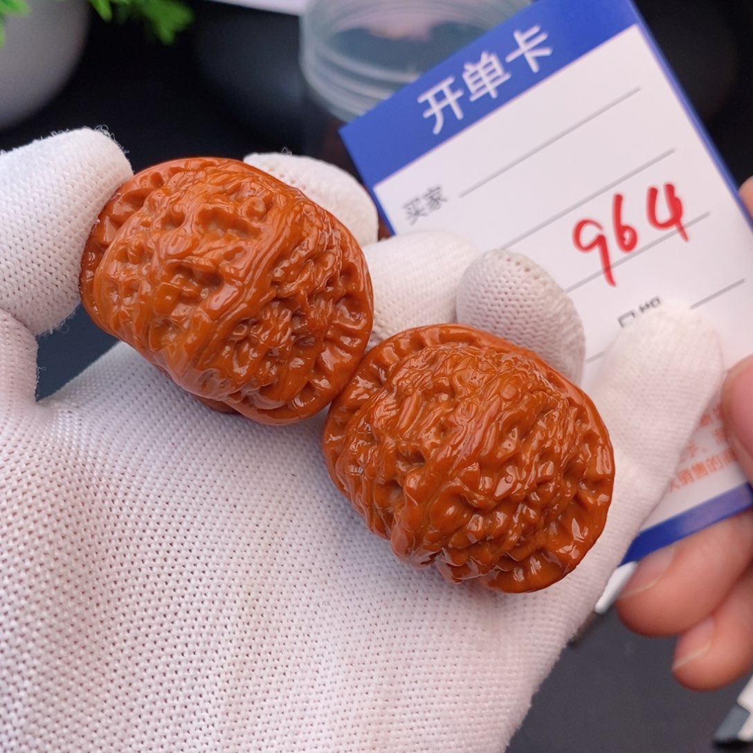 文玩核桃把件39球白964
