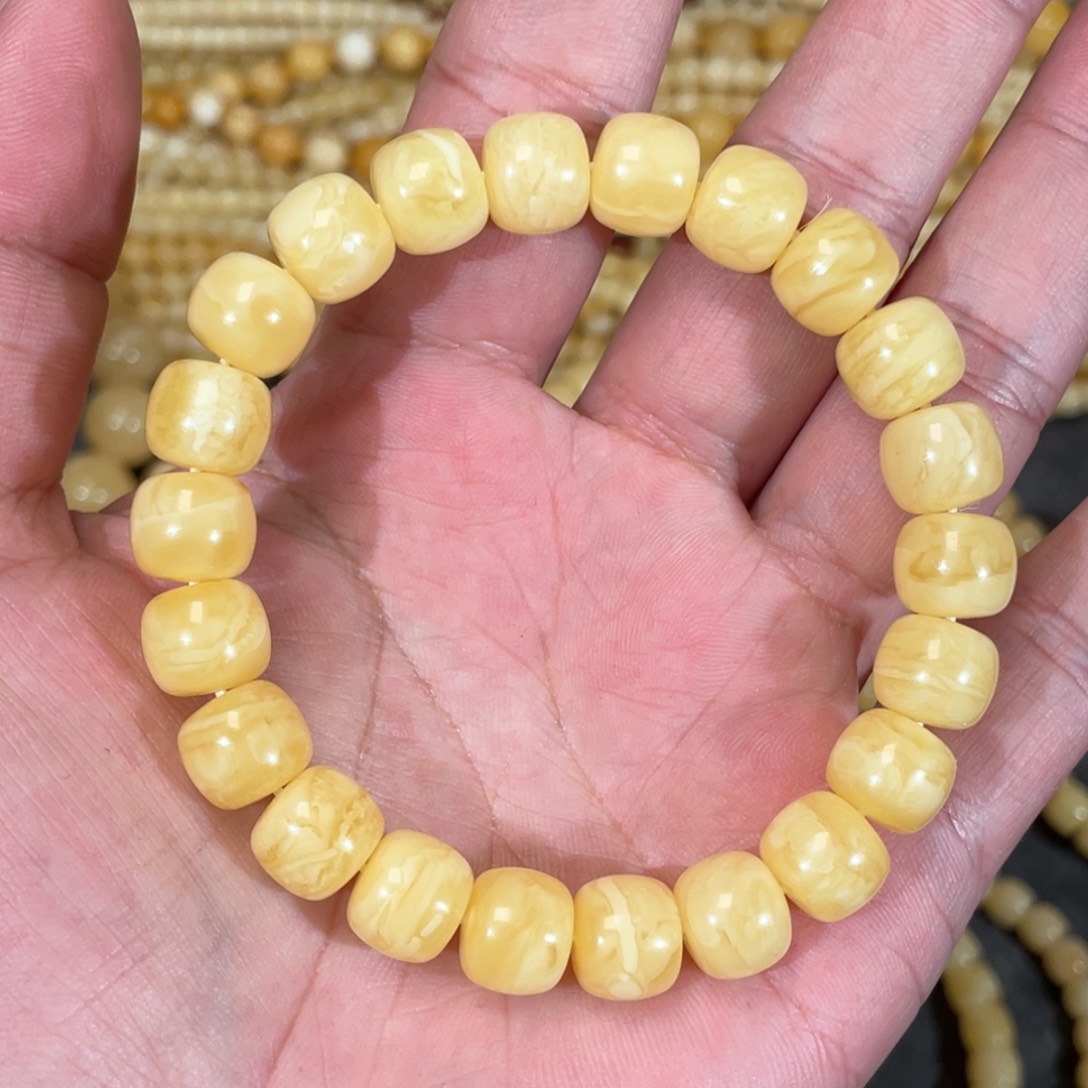 蜜蜡裸石未镶嵌蜜蜡手串10.7mm