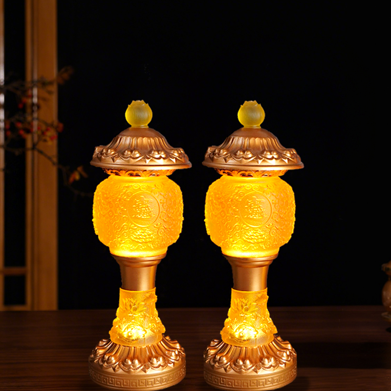 新款供灯led灯仙家用室内财神莲花灯长明灯电蜡烛供佛灯插电充电