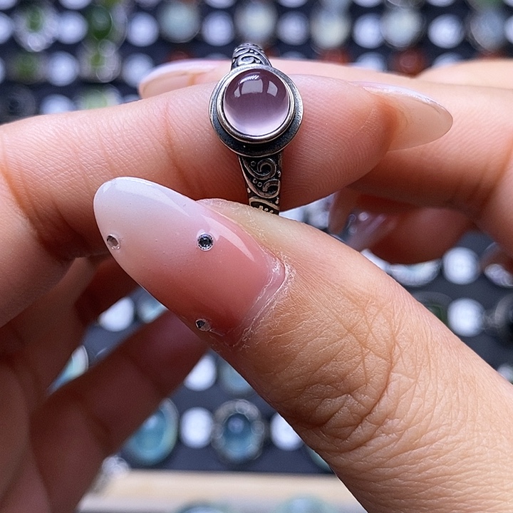 萤石戒指银S925镶嵌戒指