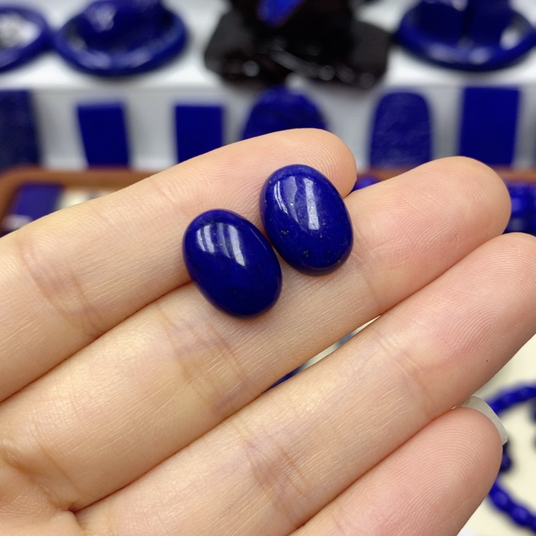 青金石耳饰银S925镶嵌