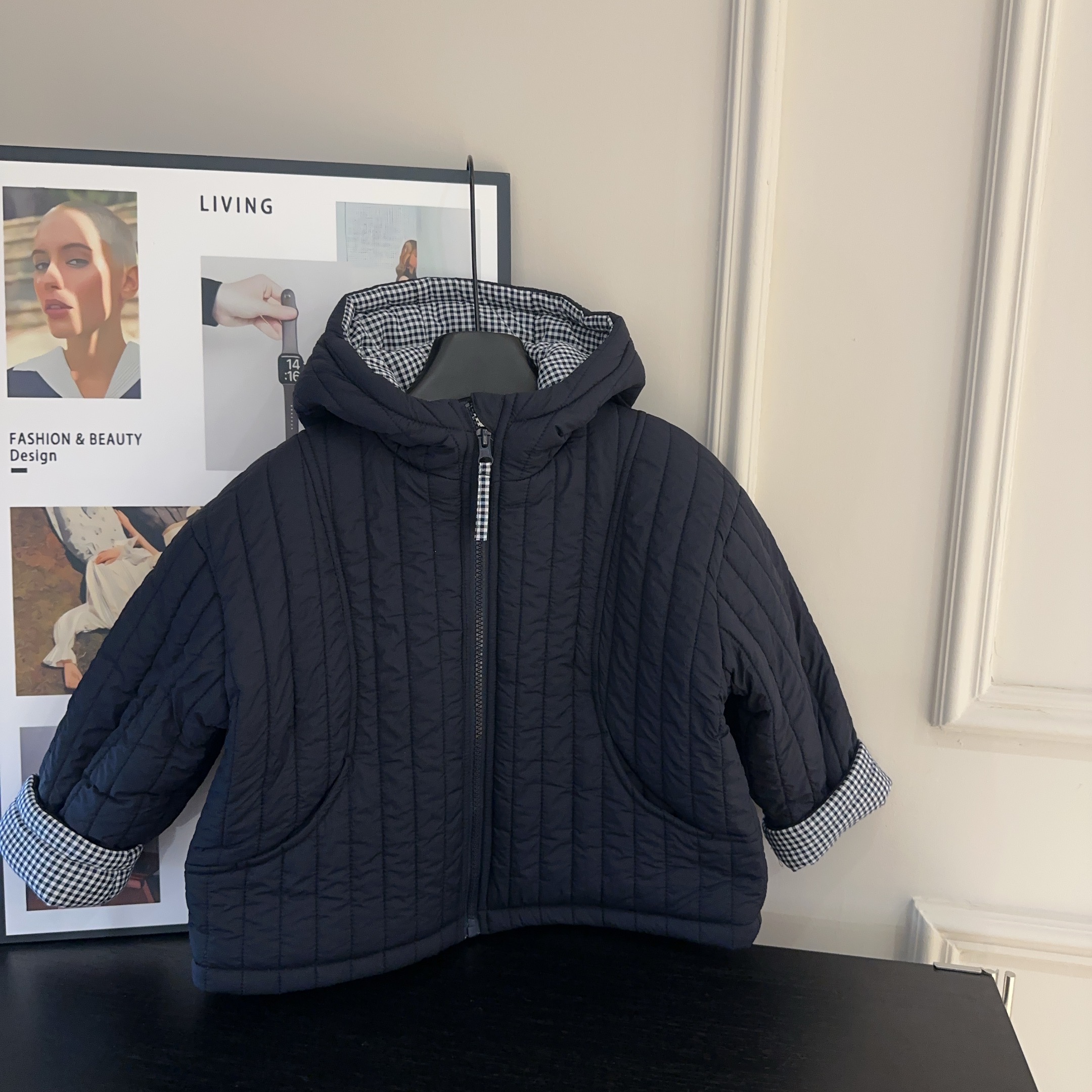 【两个小盆友】秋冬韩版休闲男女童纯色百搭连帽时尚棉服外套889536