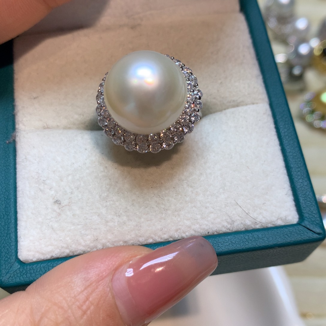 海水珍珠戒指银S925镶嵌