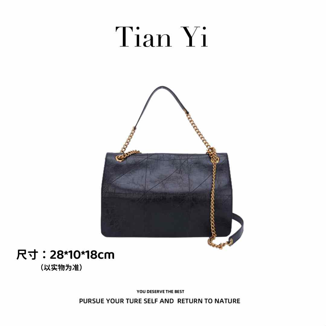 【Tian Yi渠道货】轻奢时尚秋季新款百搭单肩斜跨手提包HK2683黑色