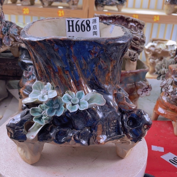 紫砂花盆景德镇陶瓷668瑕疵