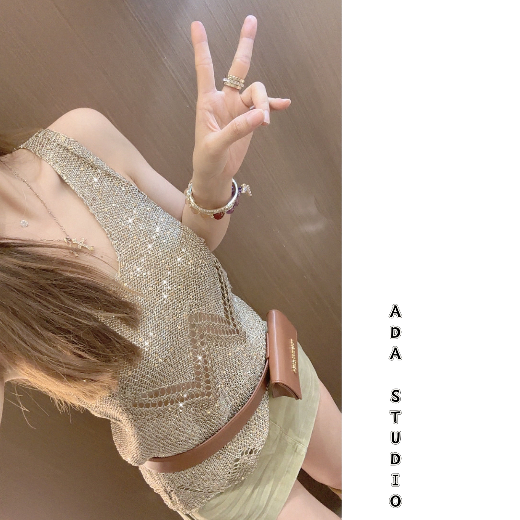 Ada定制【人鱼背心】琉光金丝亮片吊带背心女外穿2025新款无袖上衣