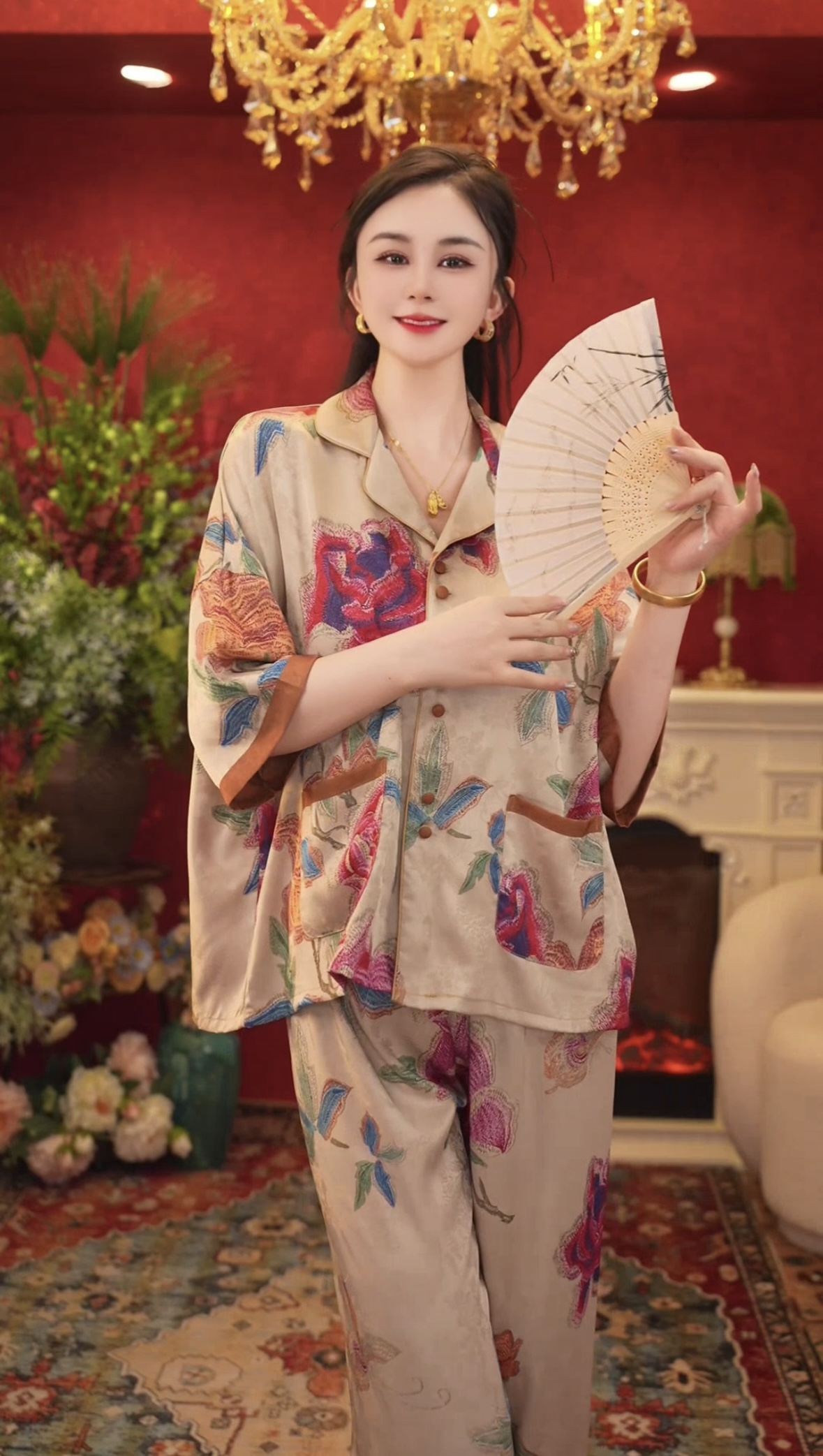 亿鑫【国色天香】2025夏季爆款刻花工艺可外穿家居服SMS