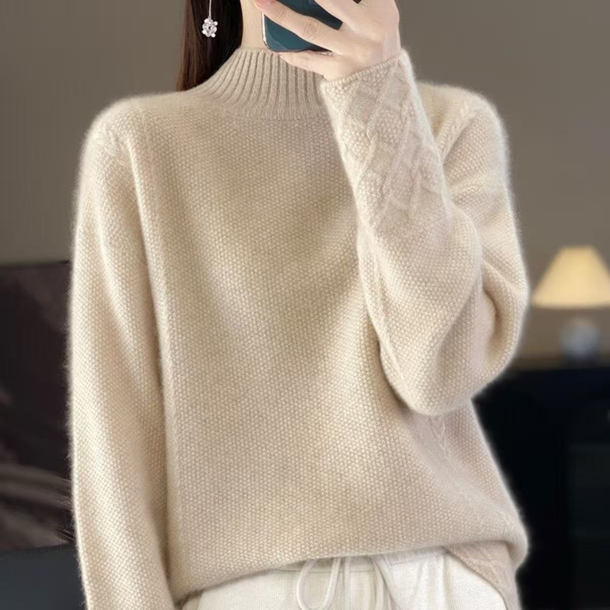 重磅100羊绒！秋冬新款加厚纯羊绒时尚百搭优雅针织打底衫女8