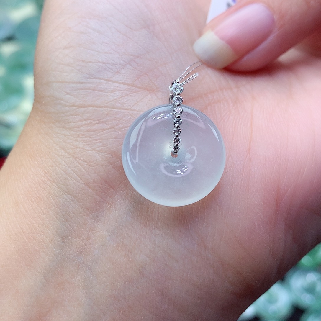 翡翠颈饰18K金镶嵌尺寸17.3-5.5