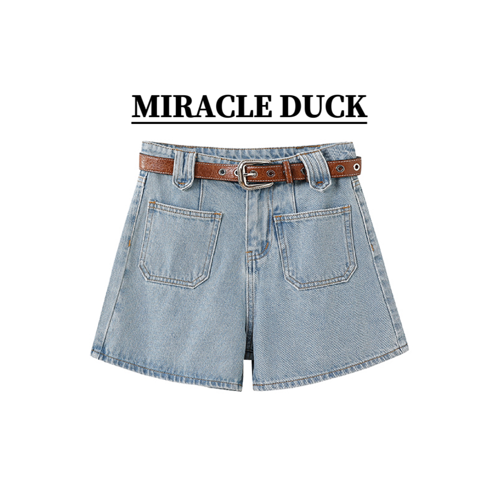 【牛仔短裤】潮流气质休闲复古浅色高腰百搭阔腿短牛仔裤女C1575