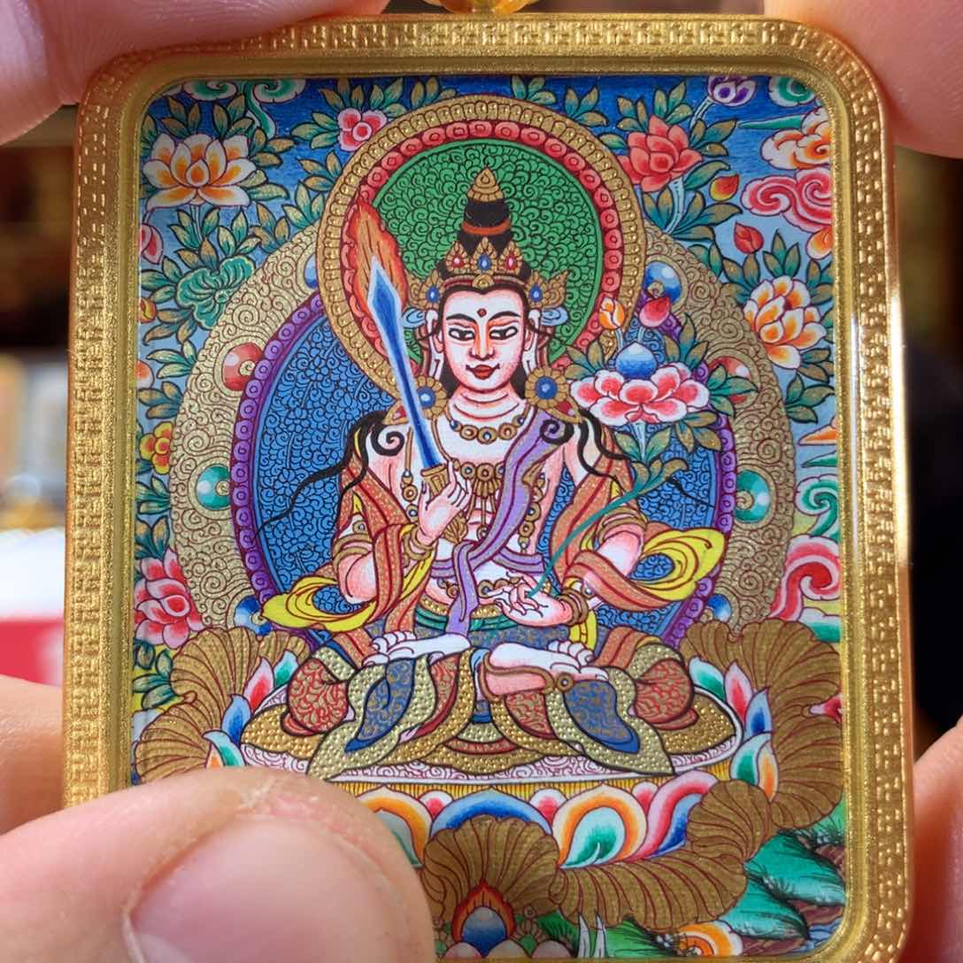 吊坠热贡纯手绘唐卡虚空作品（牛、虎）