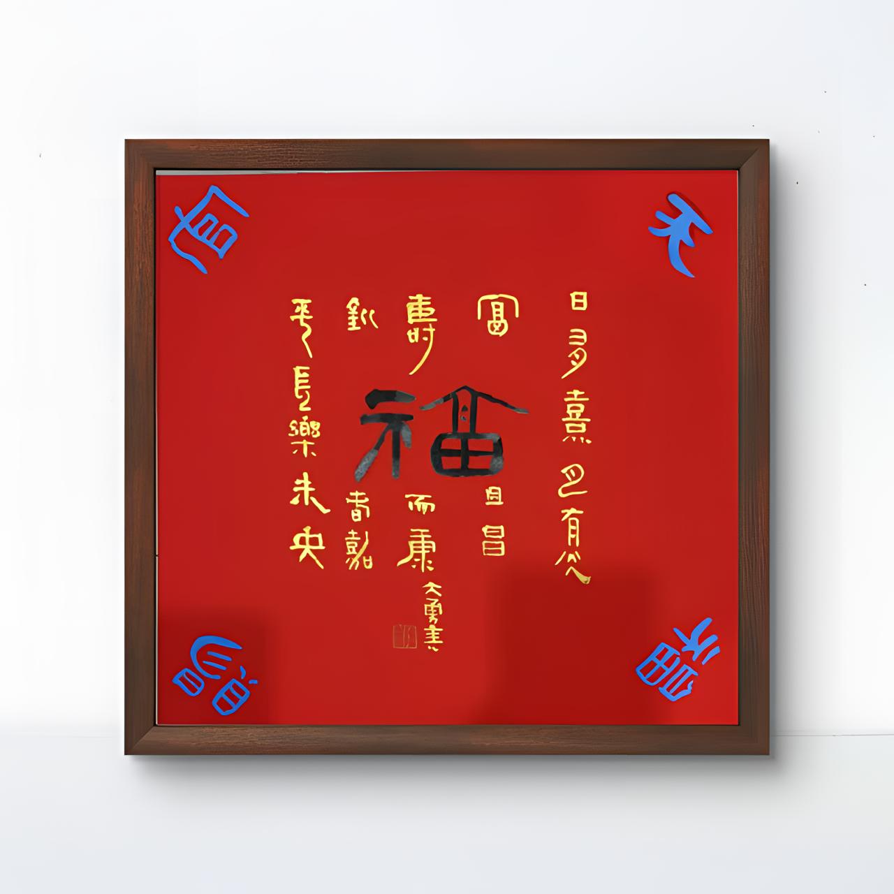  [侯振勇-中书协会员]手绘33cm*33cm《福》装饰画书法