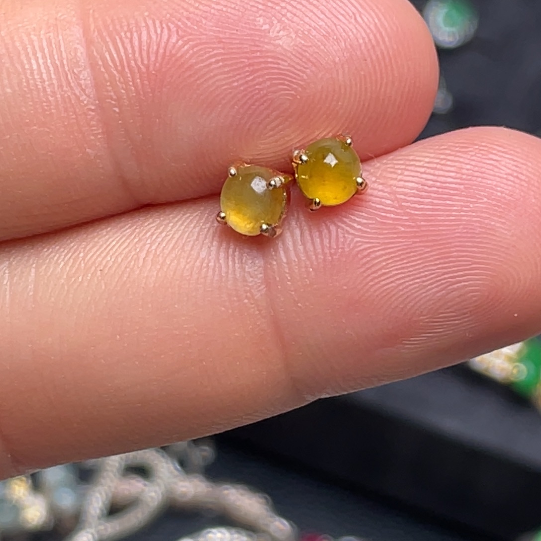 翡翠银S925镶嵌耳饰纯天然缅甸翡翠A货