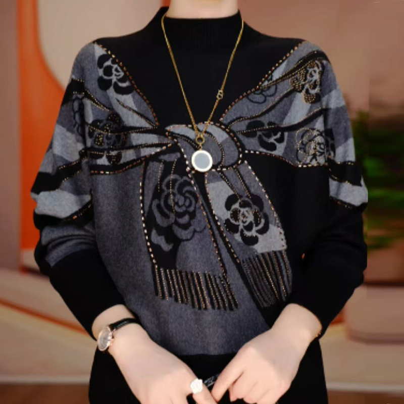 半高领毛衣秋冬新款洋气保暖妈妈装时尚百搭减龄显瘦内搭上衣女