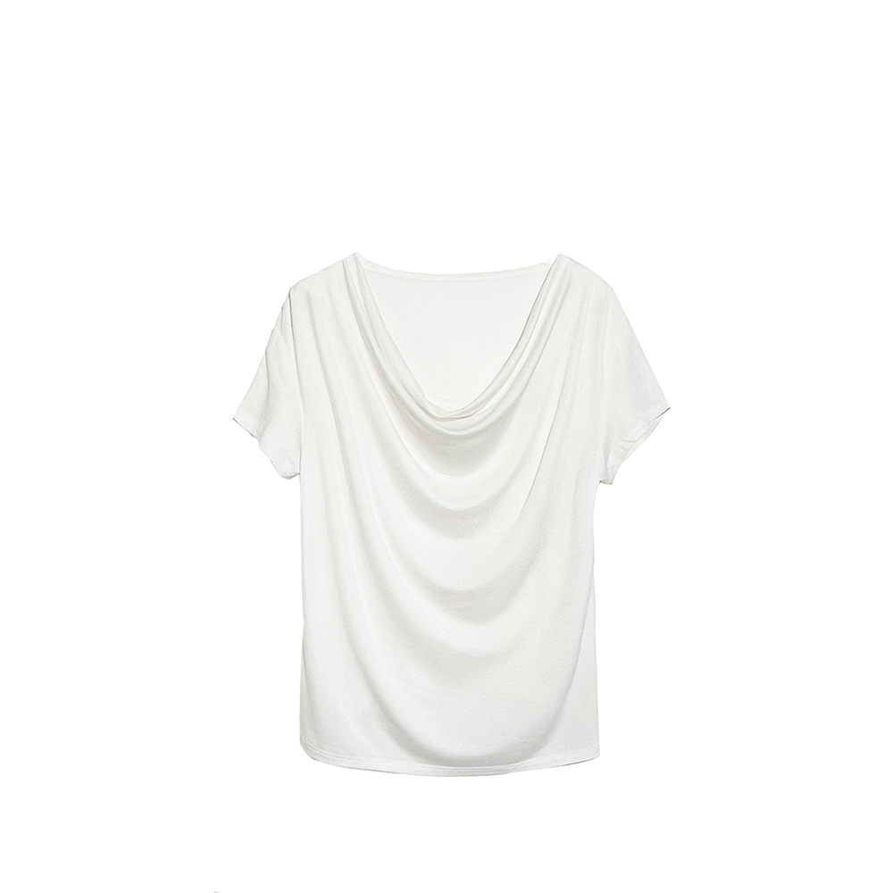 【大眼刘lia】法式极简气质荡领天丝羊毛上衣