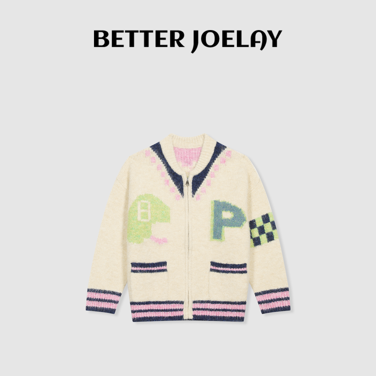 BETTER JOELAY-【活力字母】时尚针织开衫毛衣韩版温柔慵懒风LL5519