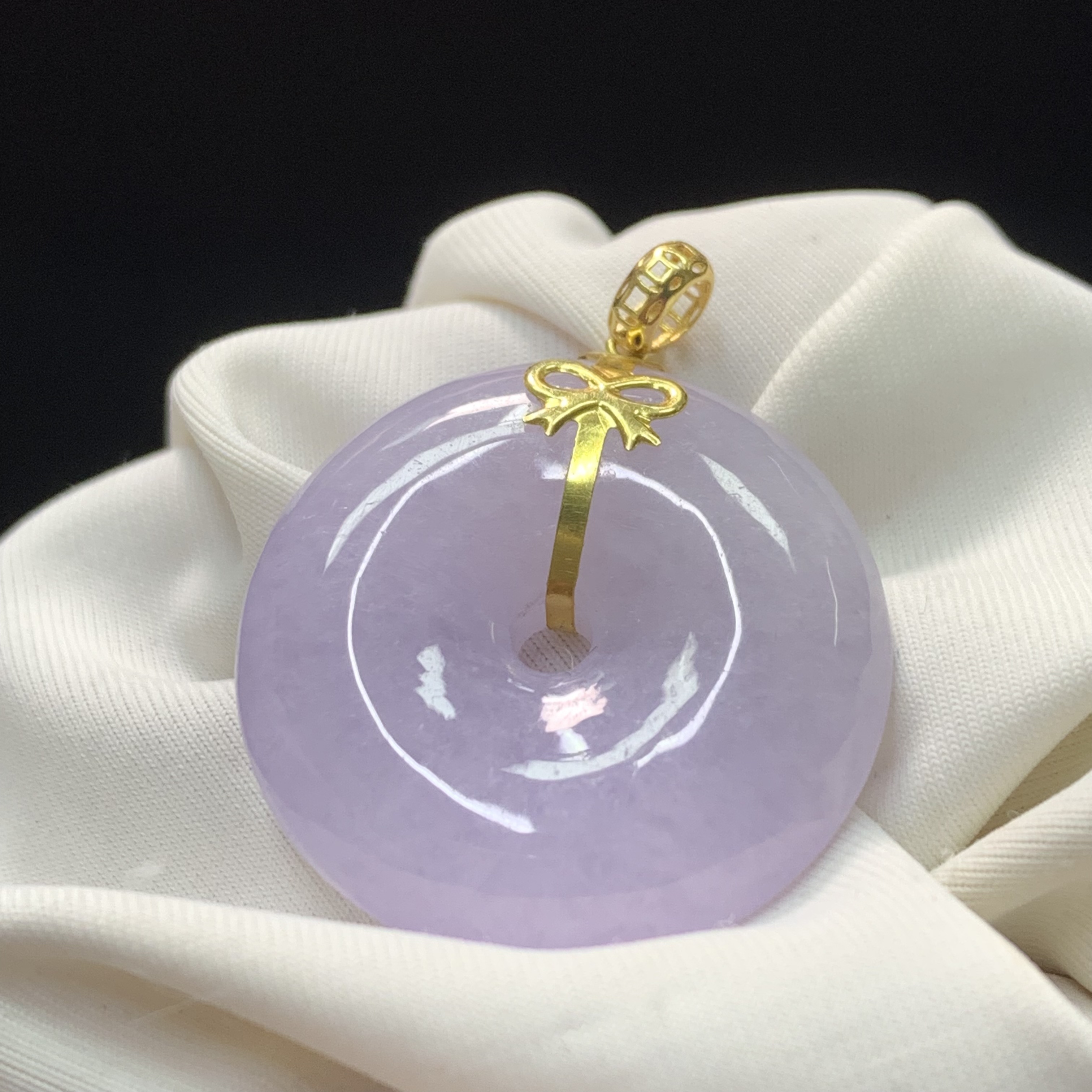 【金鑫】翡翠紫罗兰平安扣吊坠*18k紫罗兰平安扣吊坠缅翡A货大气