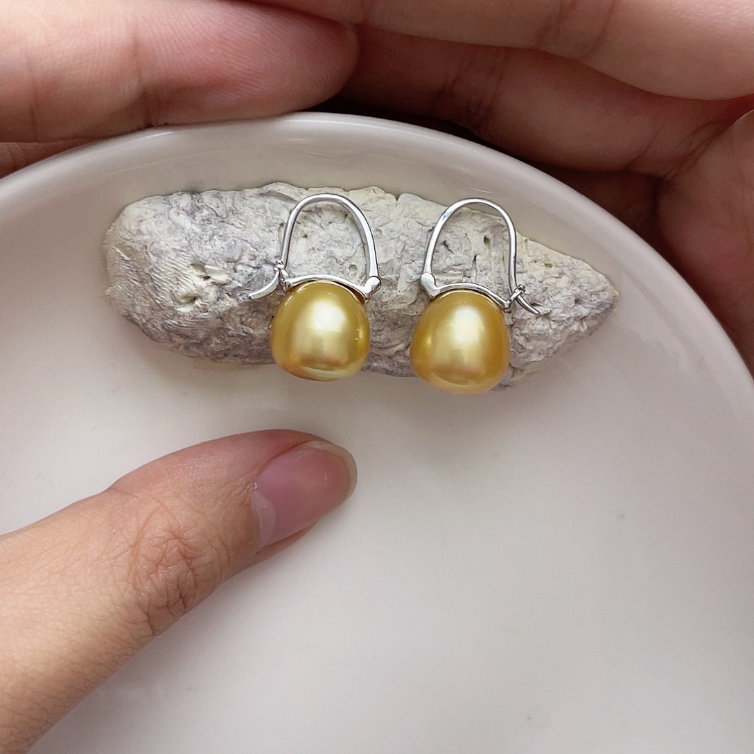 海水珍珠耳饰银S925镶嵌