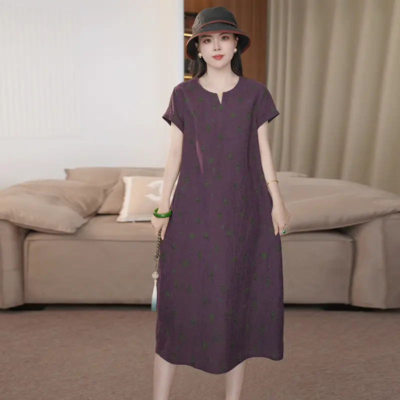 夏季2025年浪漫大牌杭州香云纱真丝连衣裙女气质妈妈桑蚕丝裙子