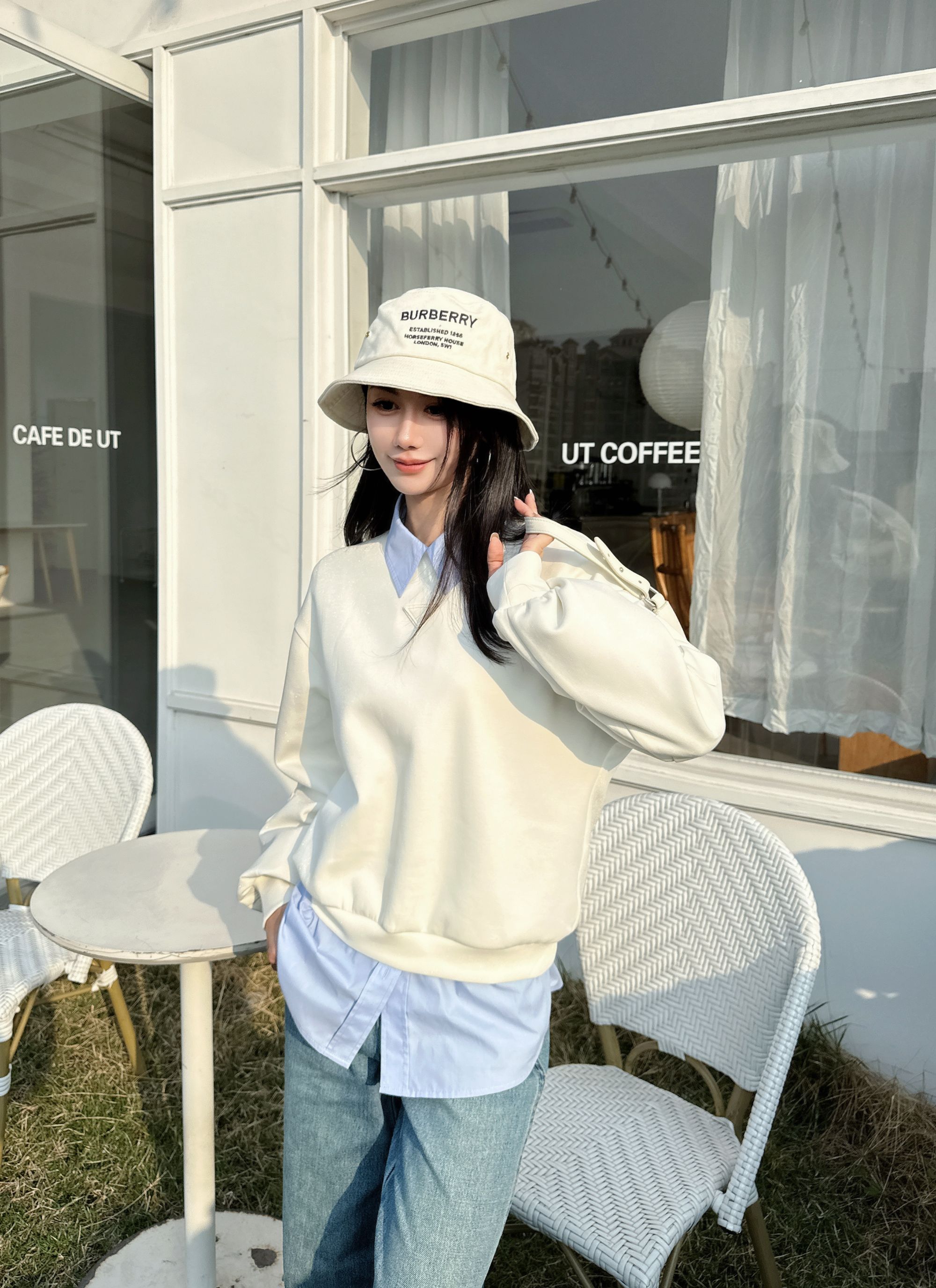 1255百搭休闲简约三角刺绣装饰上衣T恤卫衣