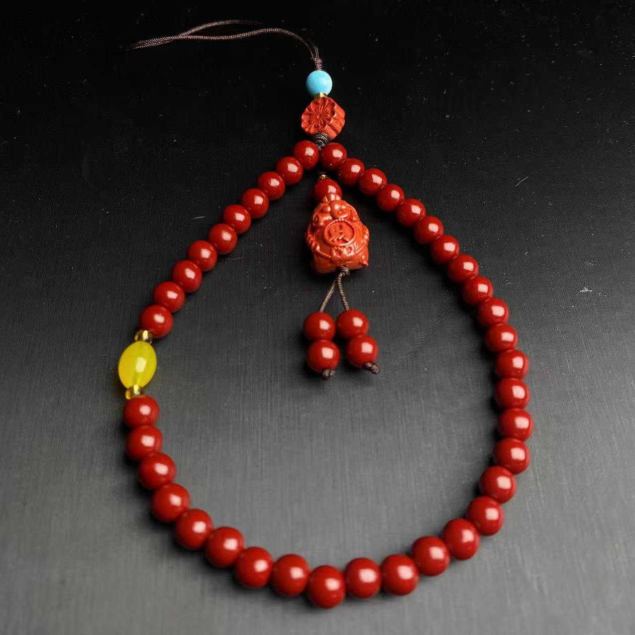 含辰砂工艺品ZBG1068辰砂聚财挂绳(天然珠宝多样性发其一）