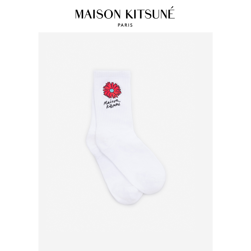 【折扣甄选】Maison Kitsune男女同款浮花系列logo休闲百搭长袜