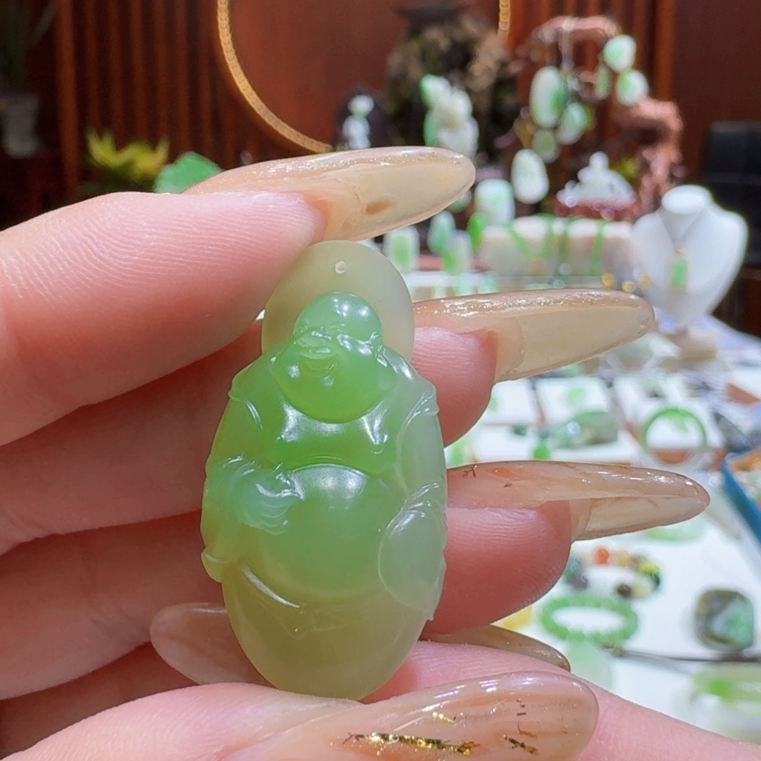 和田玉翠青冰底佛未镶嵌