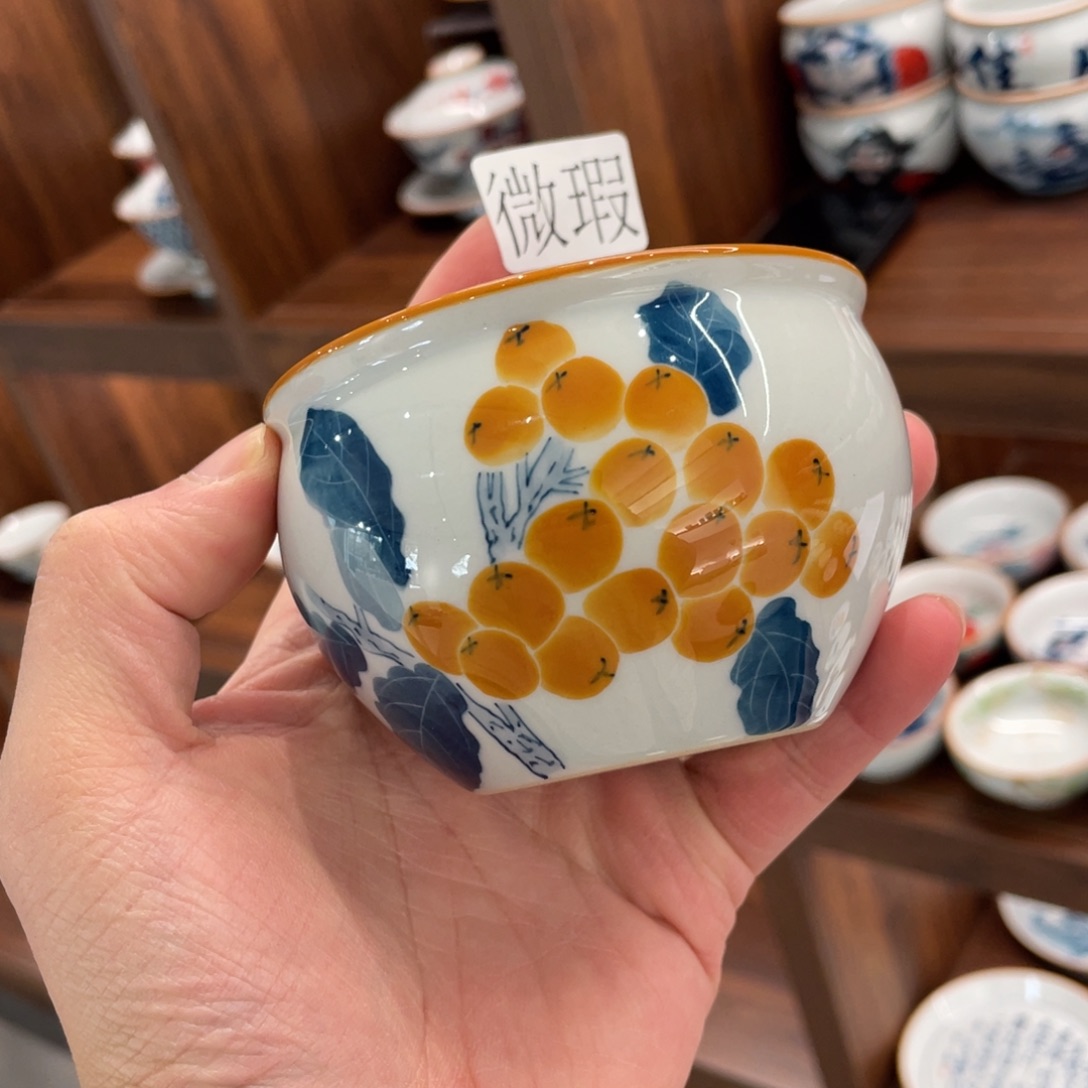 釉下手绘茶具微瑕