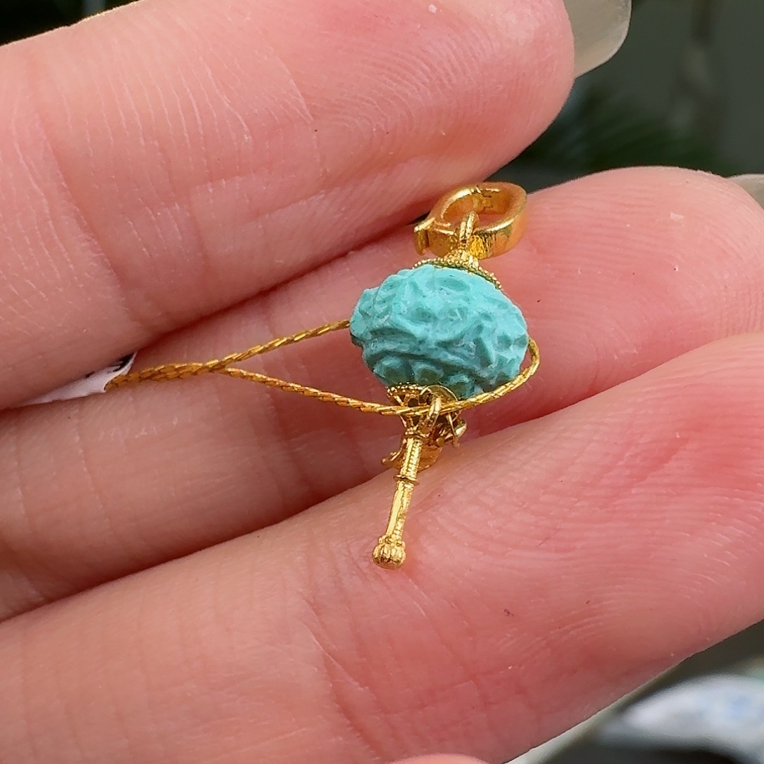 绿松石珠宝奇石18K金镶嵌