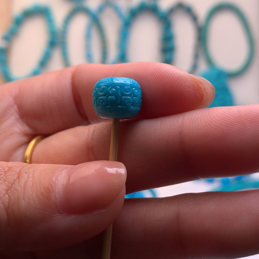 绿松石合金珠宝半成品卡10.6回纹单珠