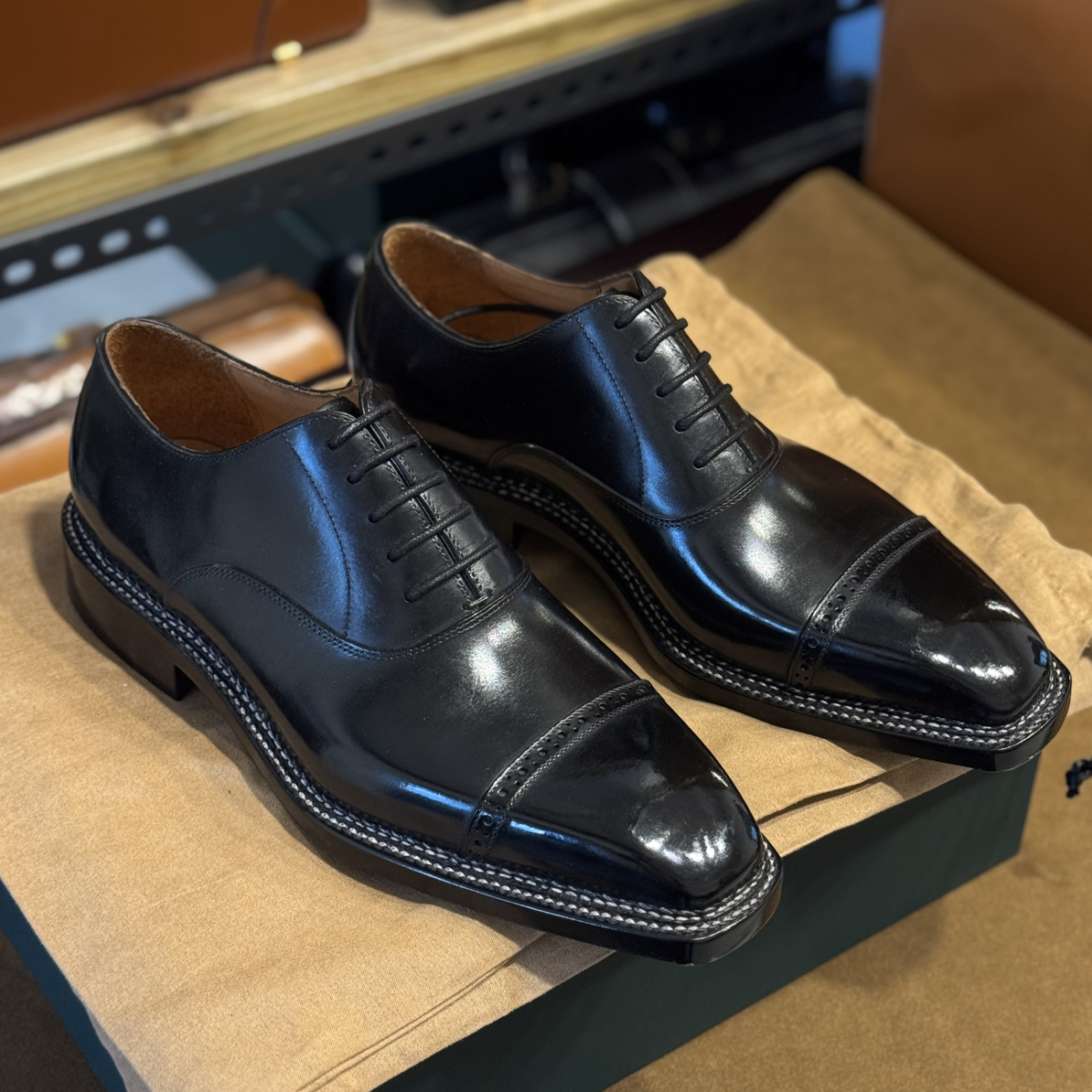 德国WEREIMER牛皮三线挪威缝男士牛津鞋三接头商务正装手工皮鞋