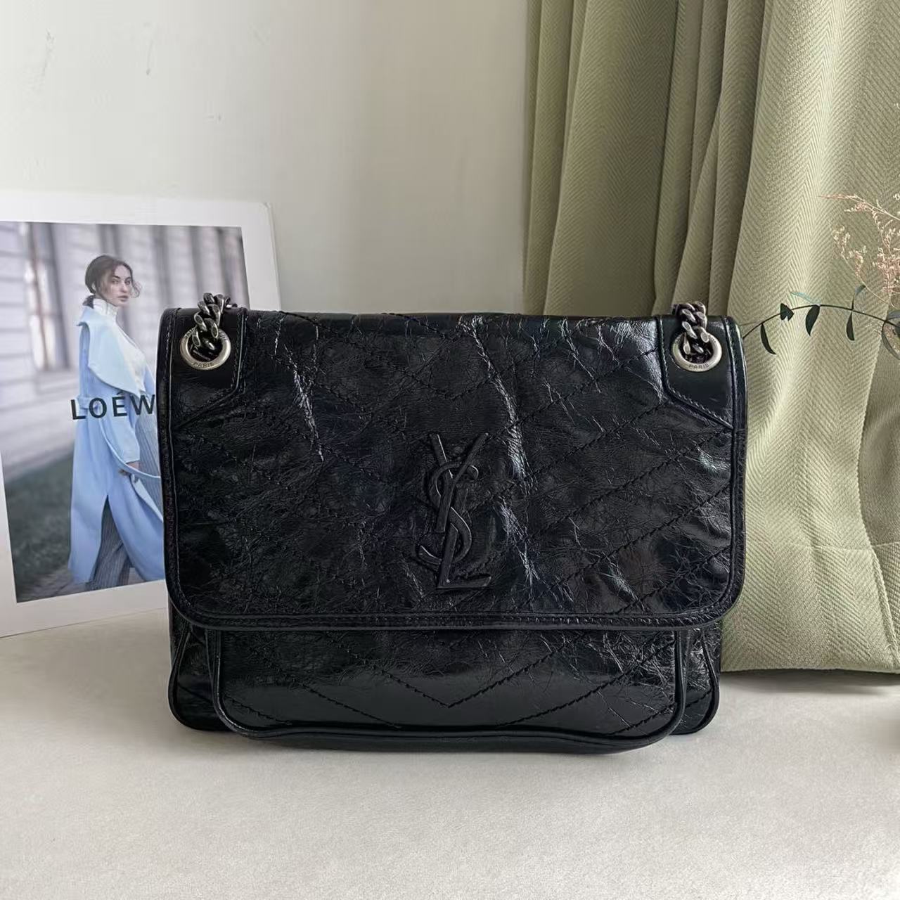 99新 YSL/圣罗兰 YSL黑色Niki中号 25090048-02