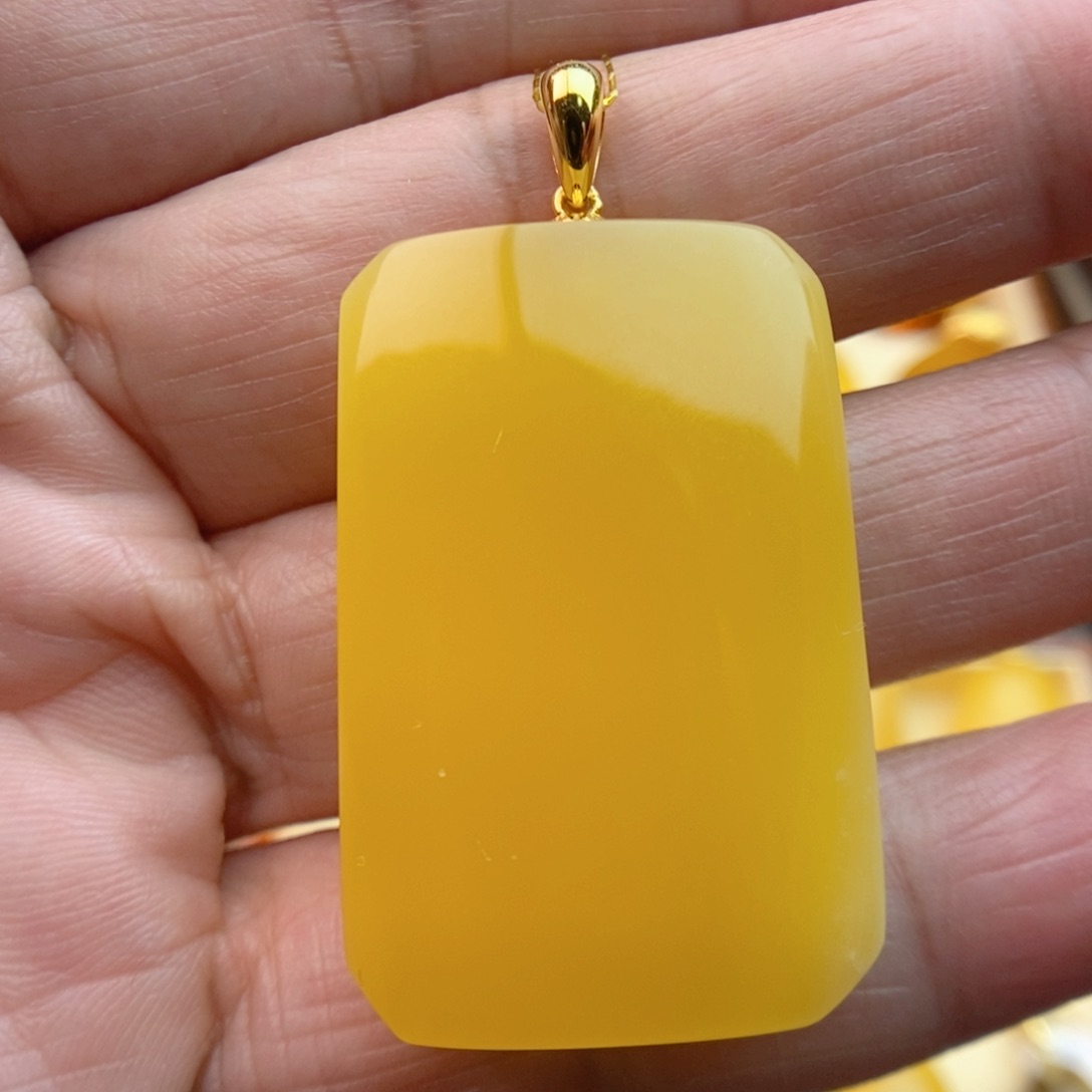 琥珀颈饰银S925镀金镶嵌