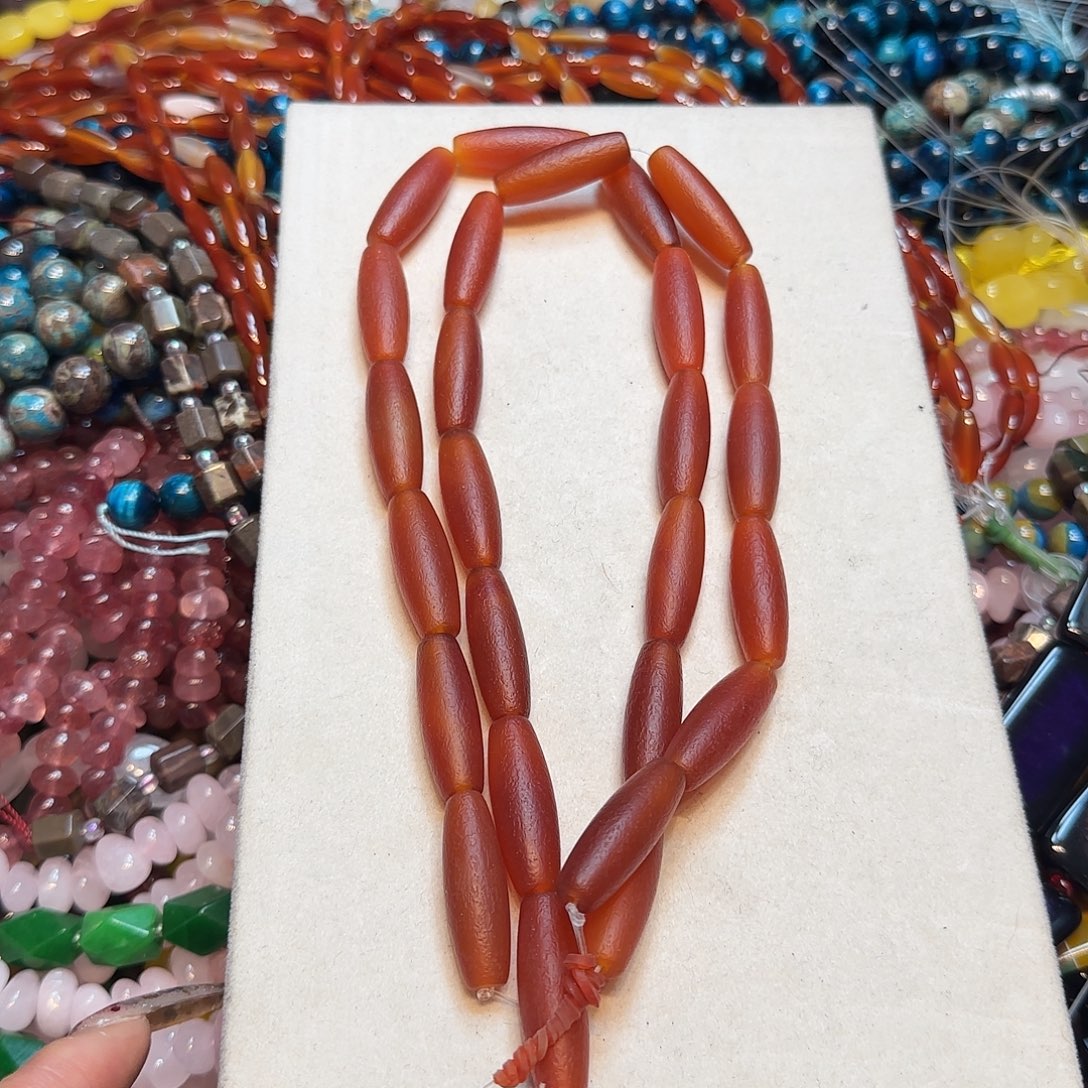 玛瑙/玉髓未镶嵌珠宝半成品红玛瑙橘皮10✖️30mm