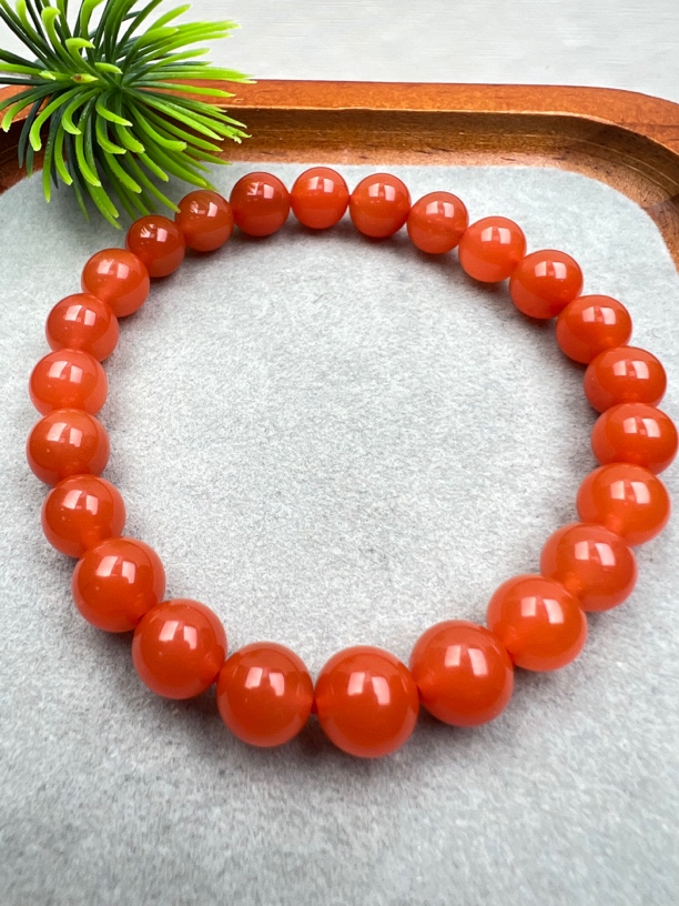 【家喻珠宝】Q34南红保山杨柳料精品手串8+