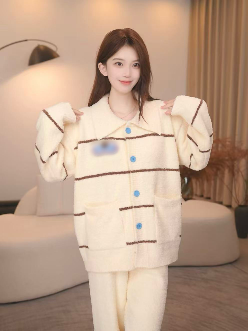 板栗小姐【皮卡】2025冬季长袖甜美风软绵绵睡衣女套装可外穿