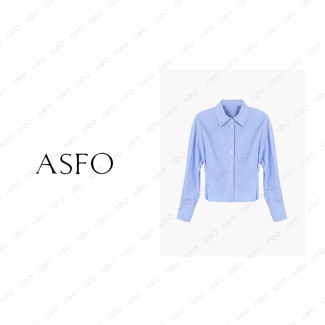 【AS海蓝蓝】25新原创定制拼色学院风条纹休闲衬衫AS25QCS03688