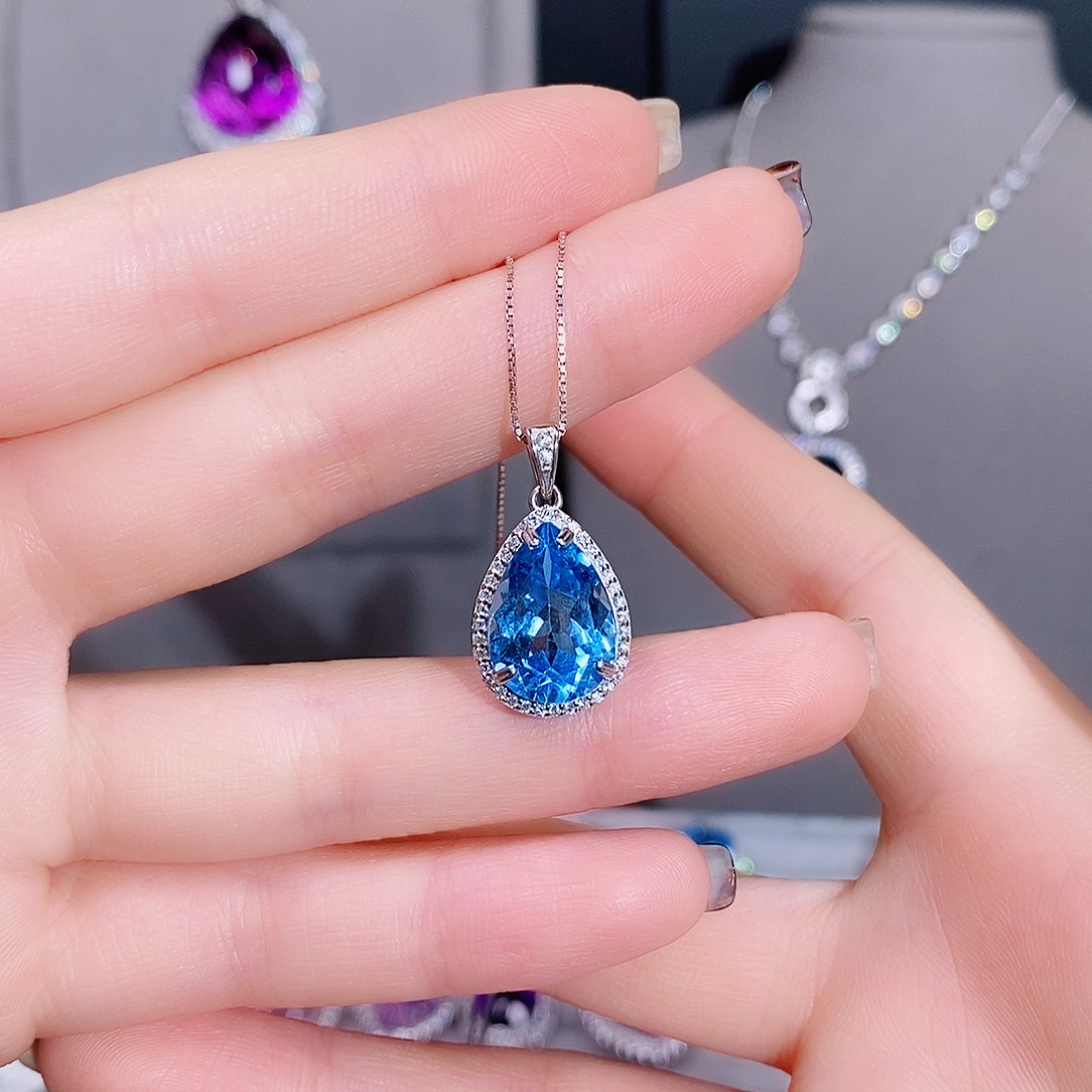 托帕石颈饰银S925镶嵌>****<1212