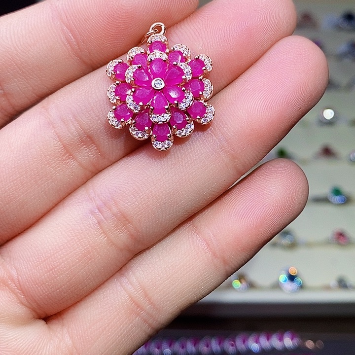 红宝石颈饰银S925镶嵌1111