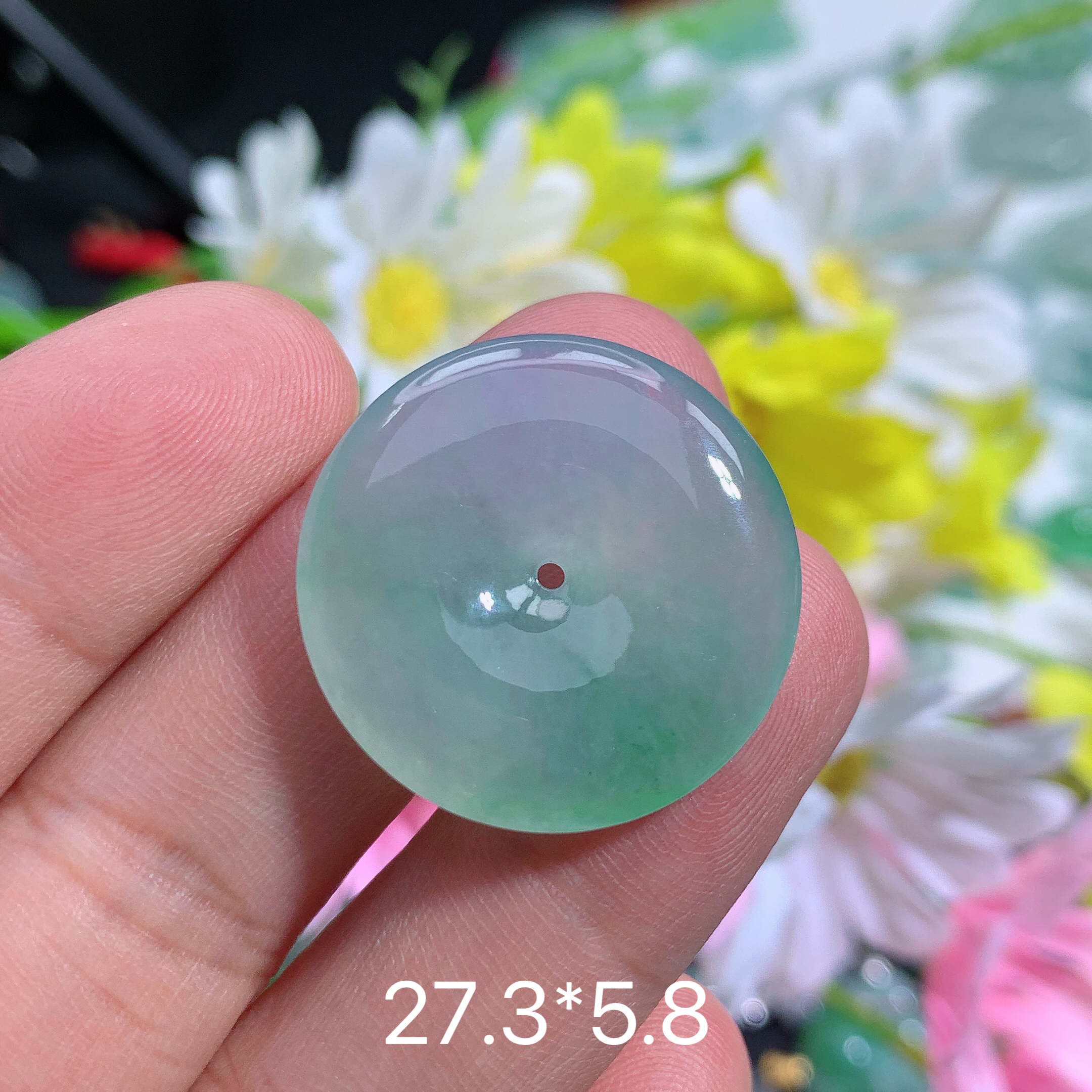 缅甸天然翡翠A货冰种飘绿平安扣钟百搭精致礼物上等翡翠珠宝首饰