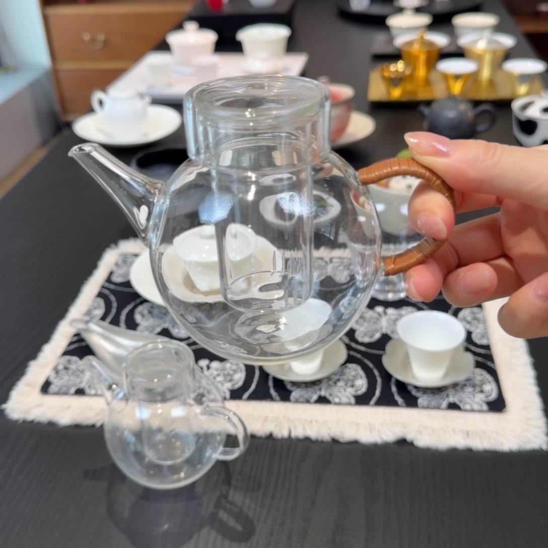 藤编泡泡玻璃壶（有内胆）