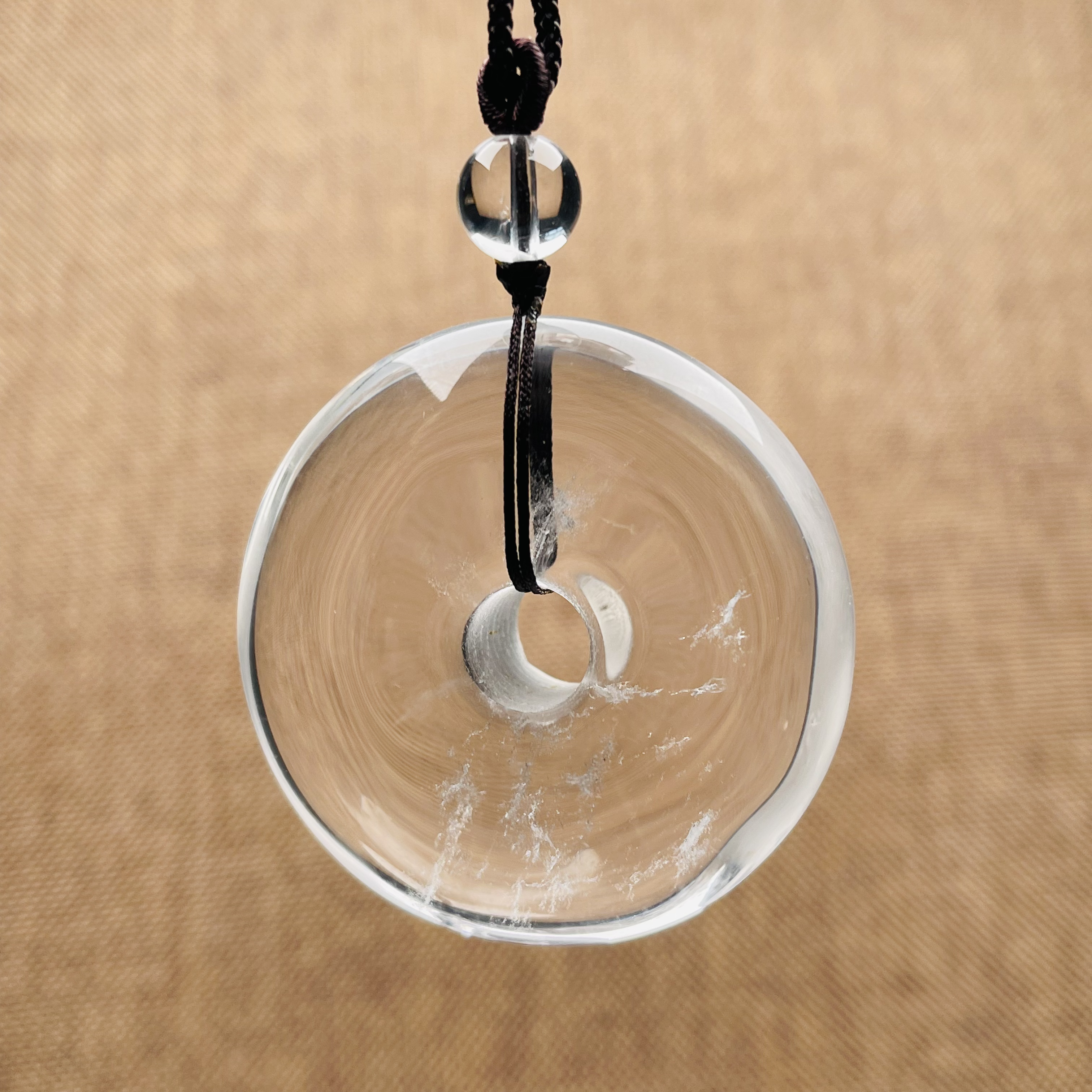 新品天然白水晶平安扣吊坠项坠简约百搭尺寸52-17.5一物一图礼物