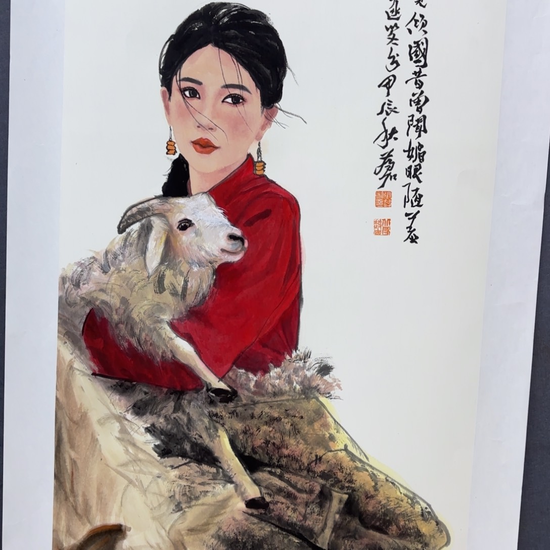 国画李欣主播张锦龙人物