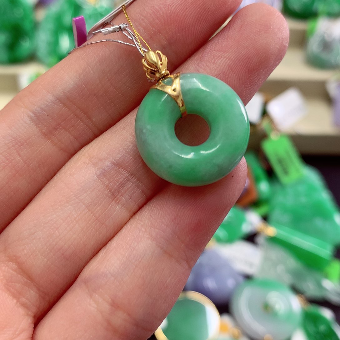 翡翠18K金镶嵌吊坠(不含链)