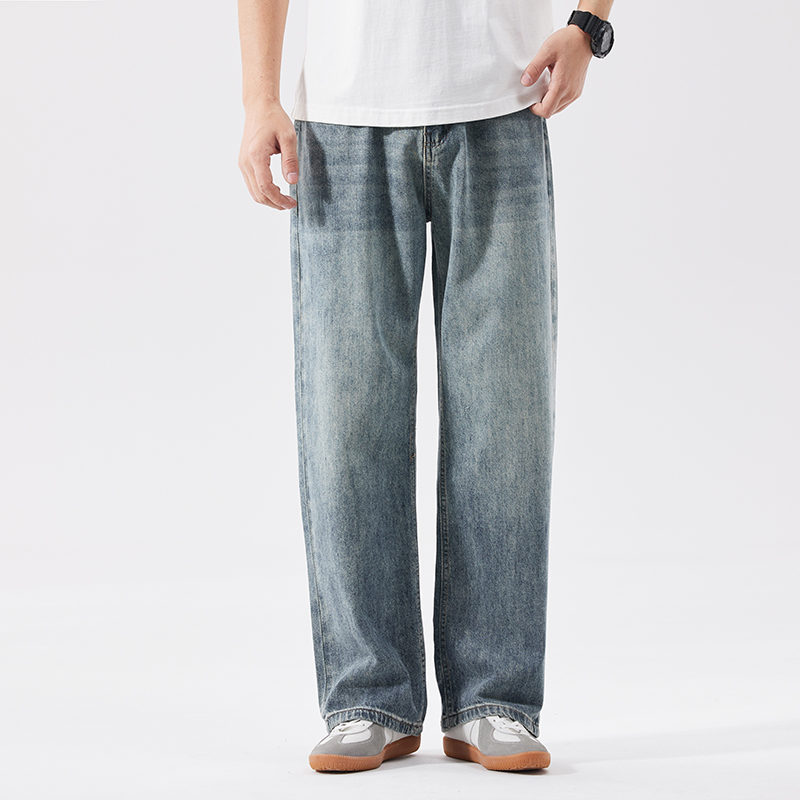 2518高端男士休闲百搭直筒阔腿裤潮流韩版百搭宽松休闲牛仔裤