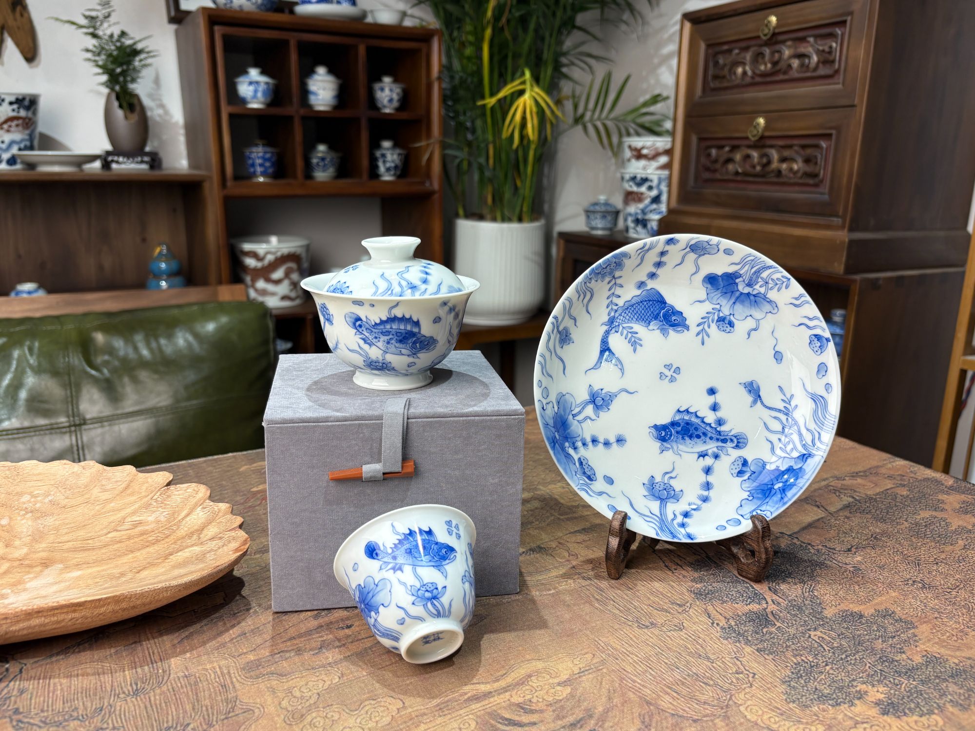 竹林草堂 青花鱼藻系列杯子