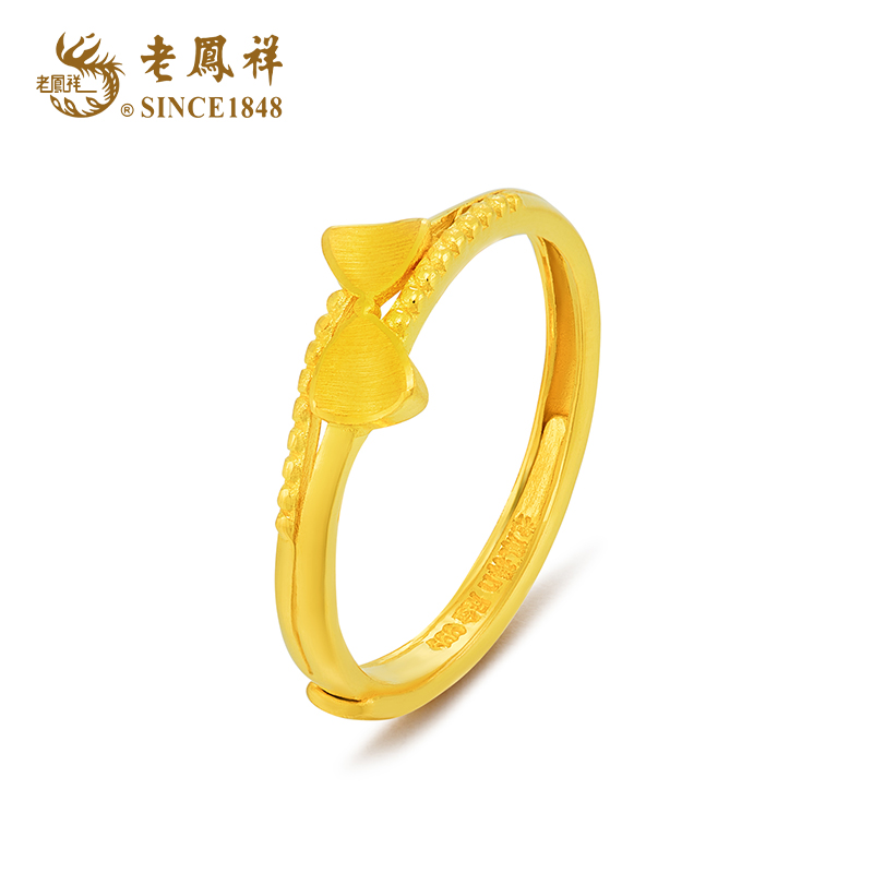 足金珍爱蝴蝶结缠绕戒指设计轻奢情人节礼物