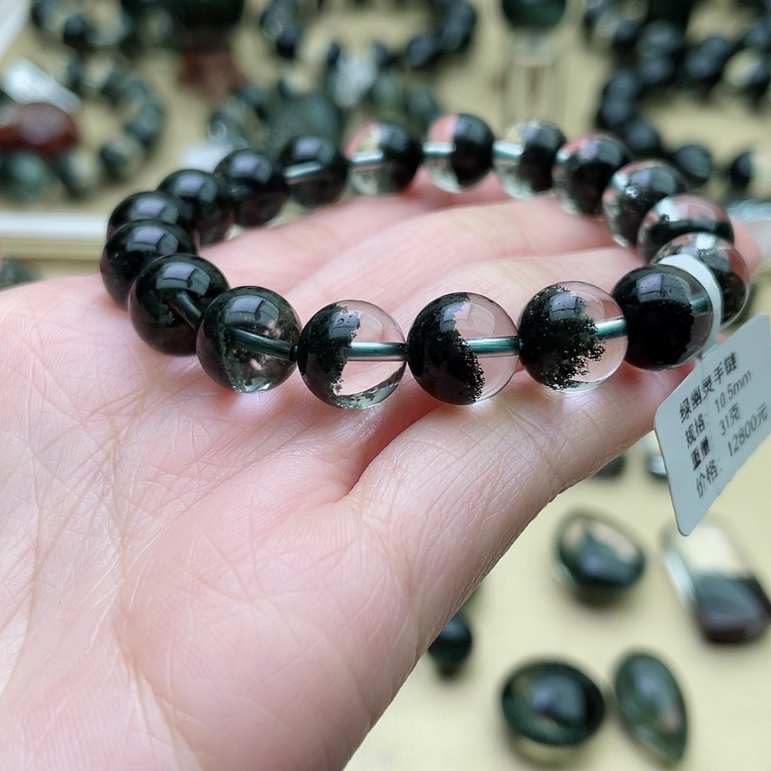水晶手串未镶嵌o****o绿幽灵聚宝盆手串