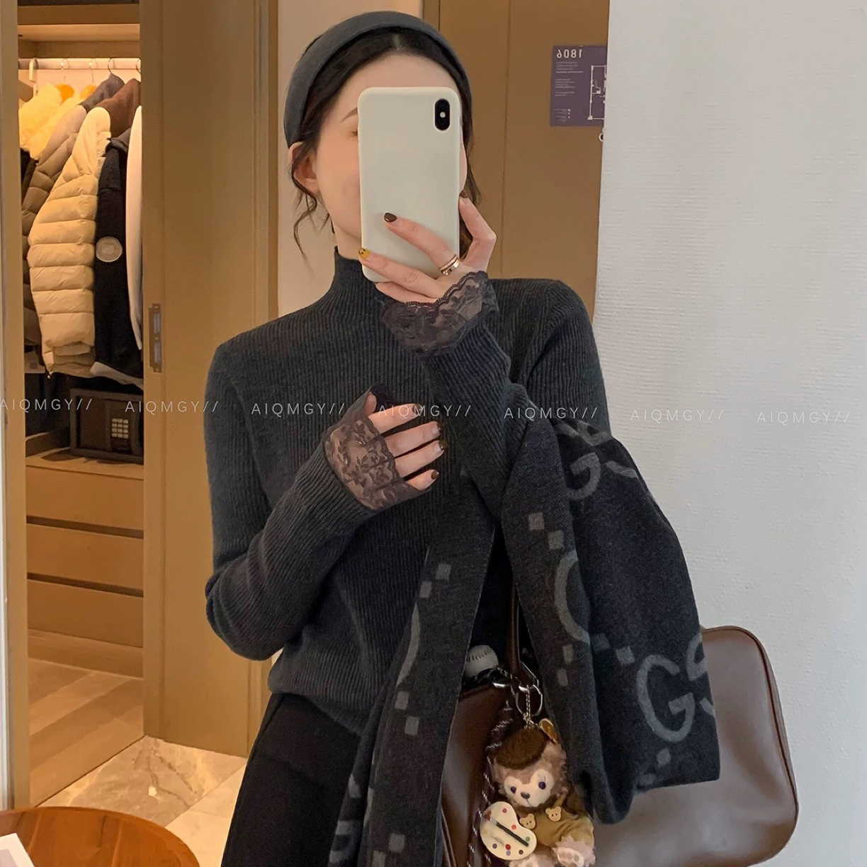 1660 蕾丝袖蝴蝶结打底衫A6-2