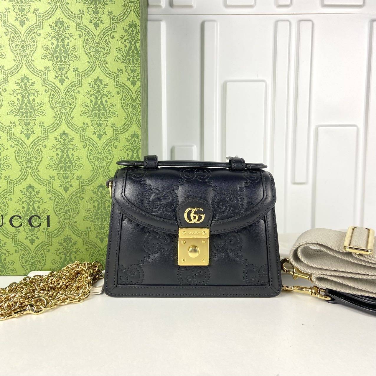 99新 GUCCI/古驰 杨杨专属古驰黑压印双白带 THKE013